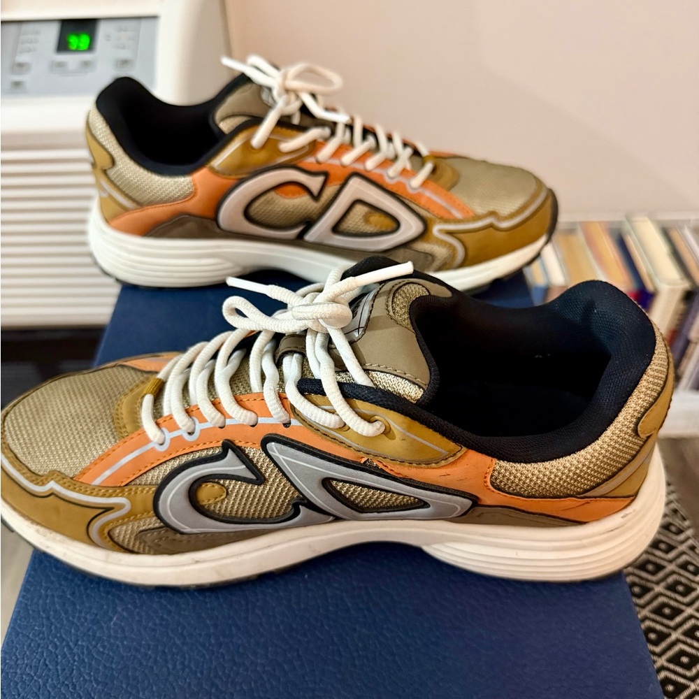 Men’s Dior B30 Logo Sneakers in Gold and Orange
